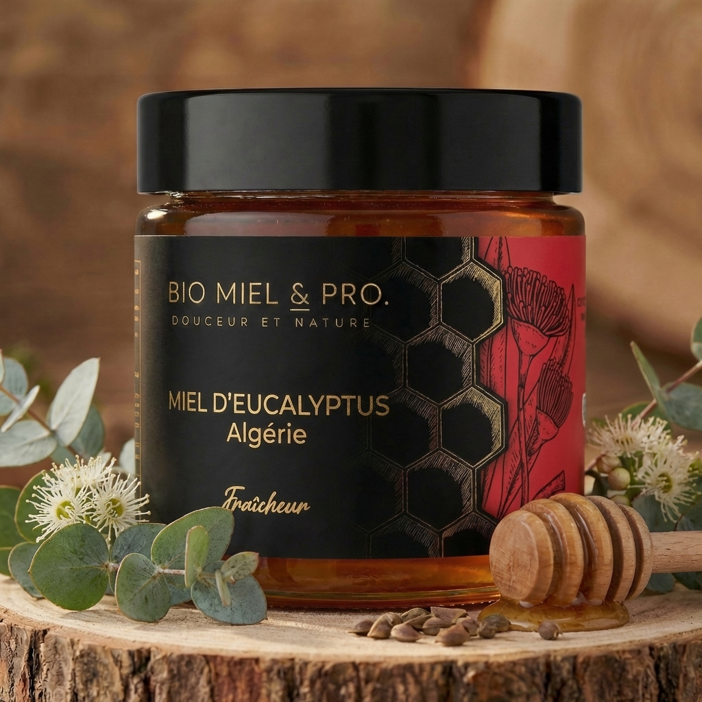 Miel eucalyptus Algerie 250 g pot ambré