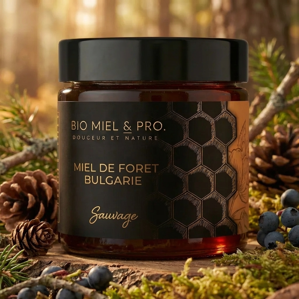 Miel de foret Bulgarie 250 g pot sombre miellat