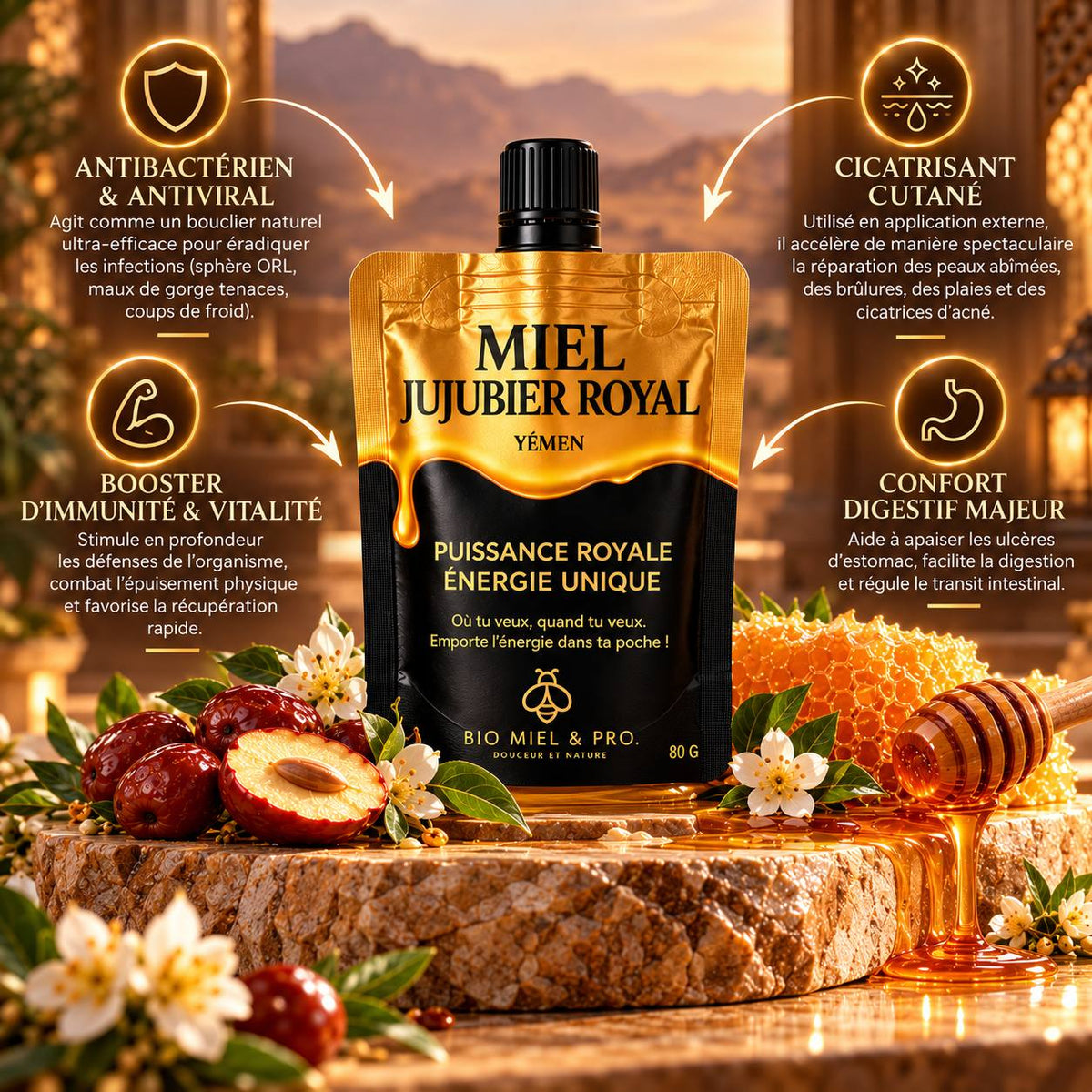 Miel de Jujubier royal du Yémen Format nomade 80g