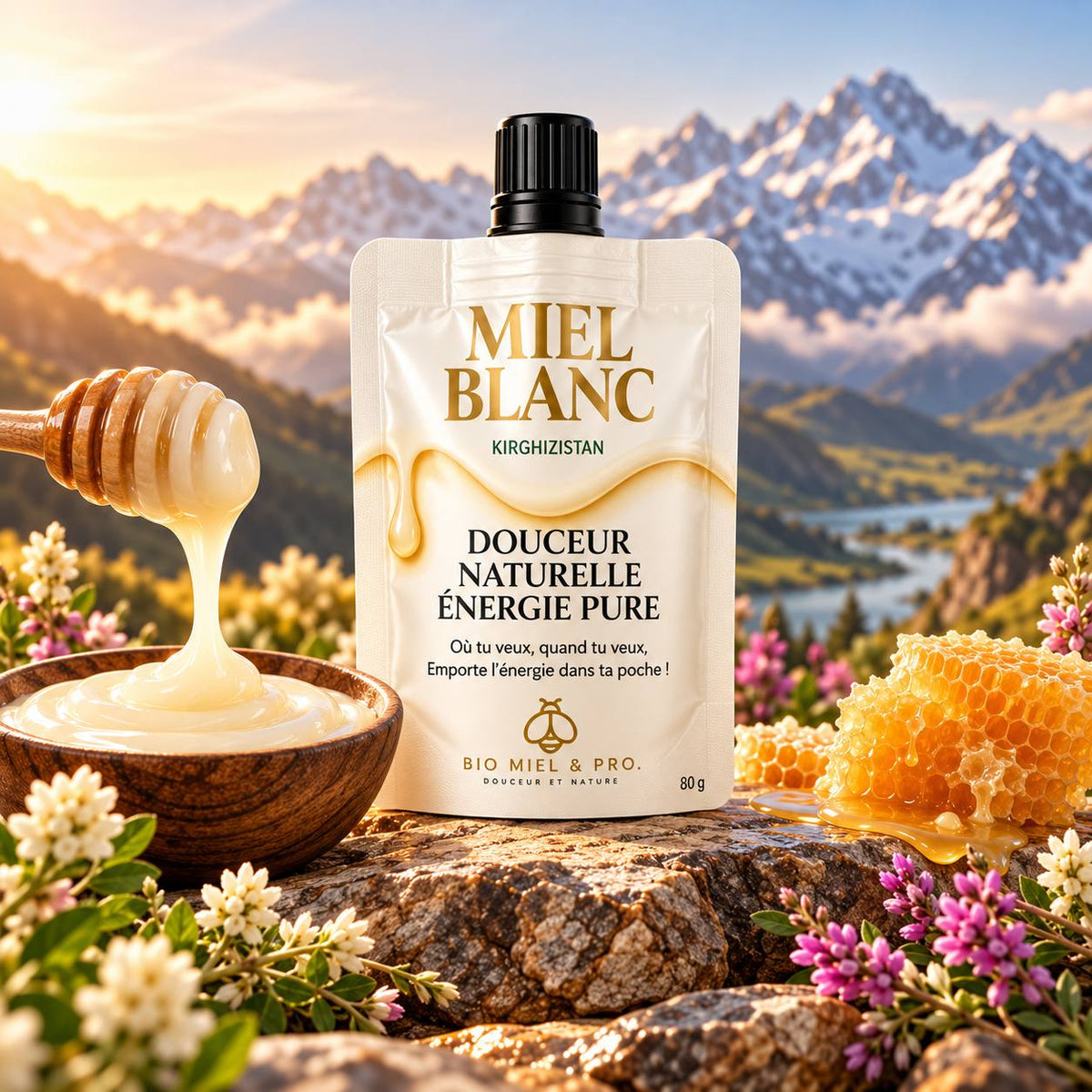 Miel Blanc du Kirghizistan Format nomade 80g