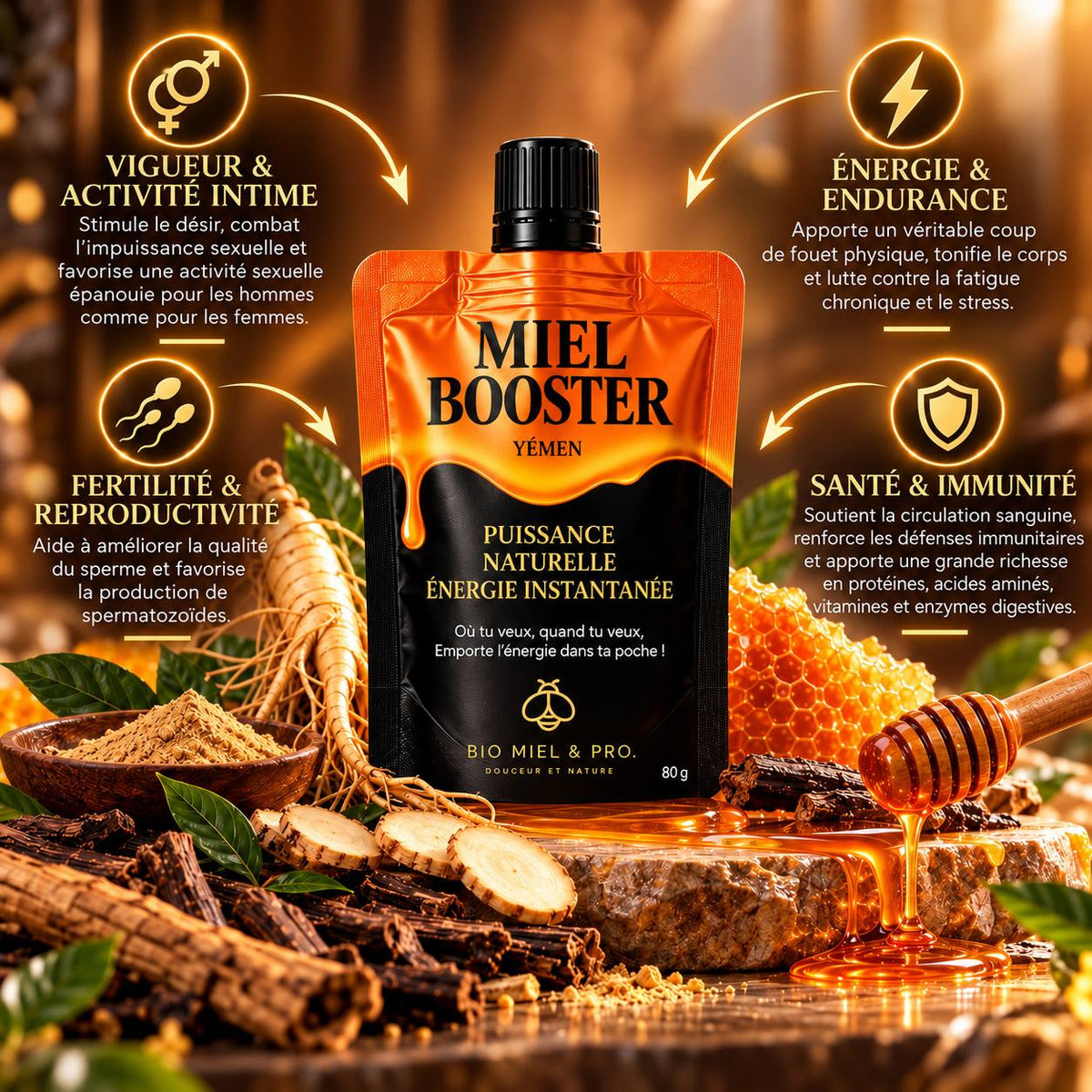 Miel Booster mélange royal Format nomade 80g