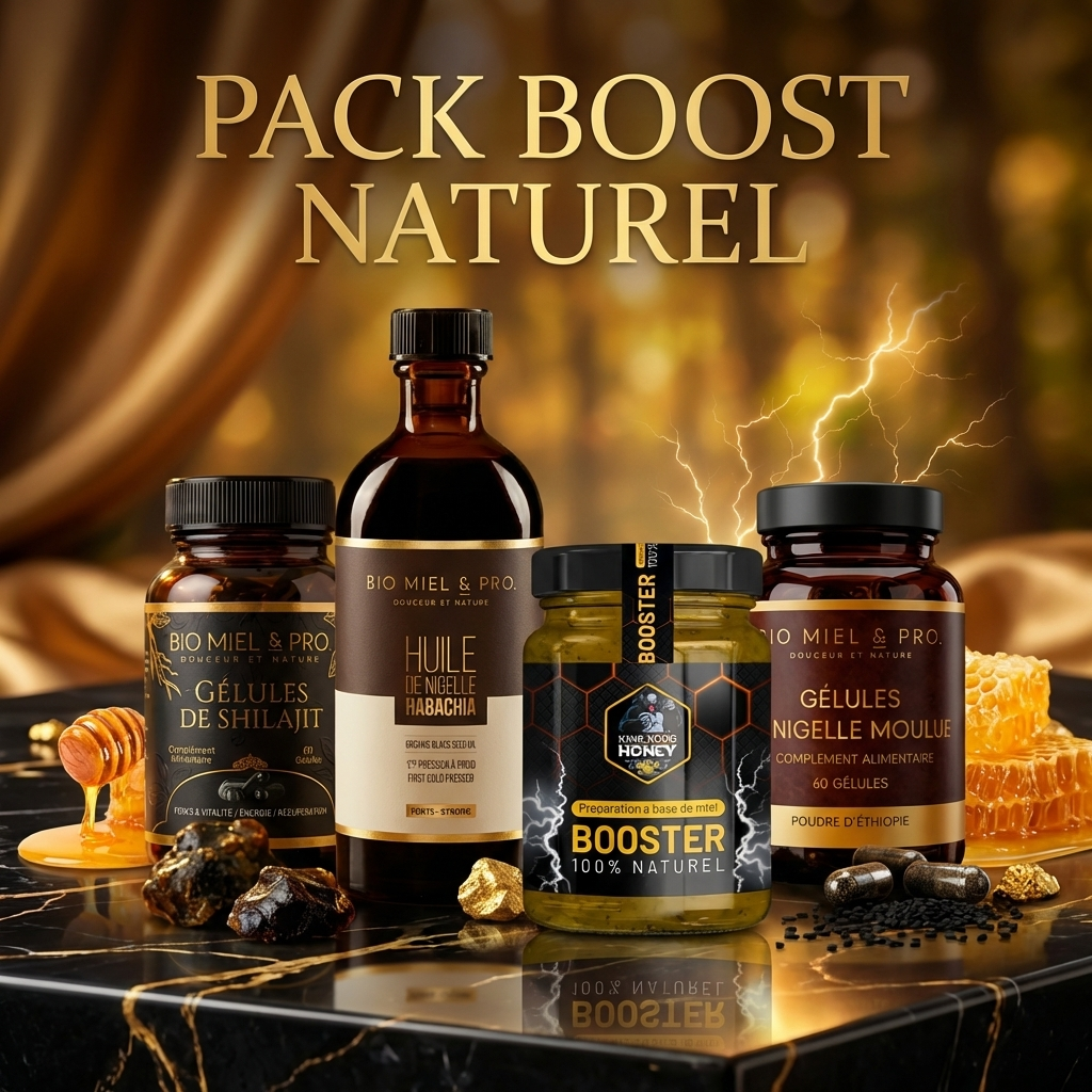 Pack naturel shilajit miel nigelle coffret 4 produits
