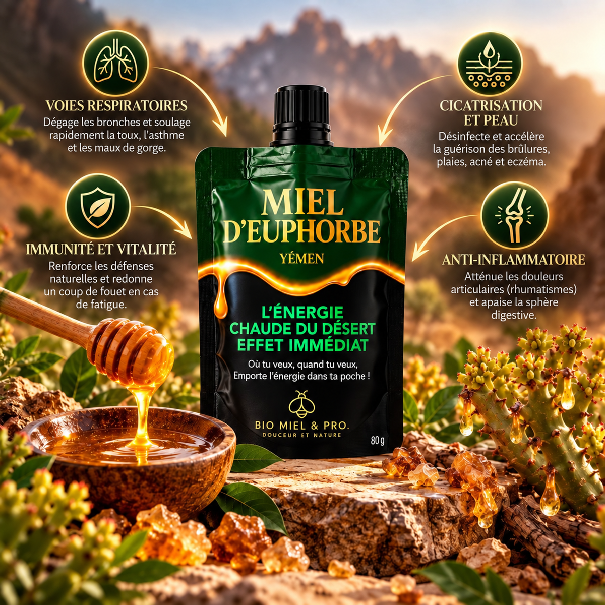 Miel d'euphorbe du Yémen Format nomade 80g